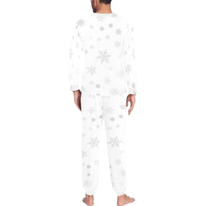 Snowflake pattern white background Men's All Over Print Pajama