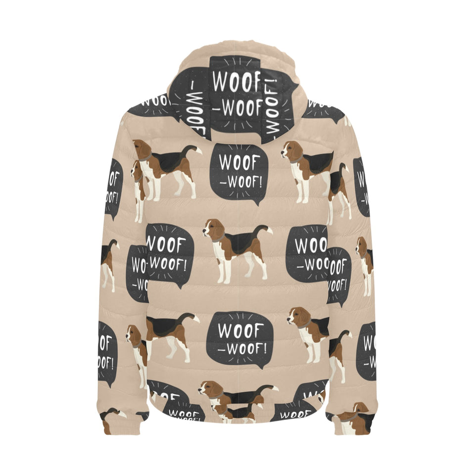 Beagle pattern Men's Padded Hooded Jacket