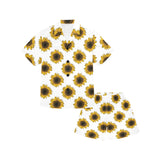 sunflowers design pattern Kids' Boys' Girls' V-Neck Short Pajama Set