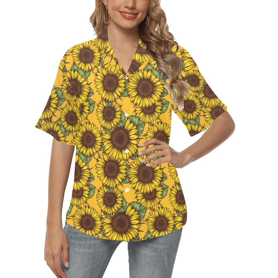 Sunflower pattern Women's All Over Print Hawaiian Shirt