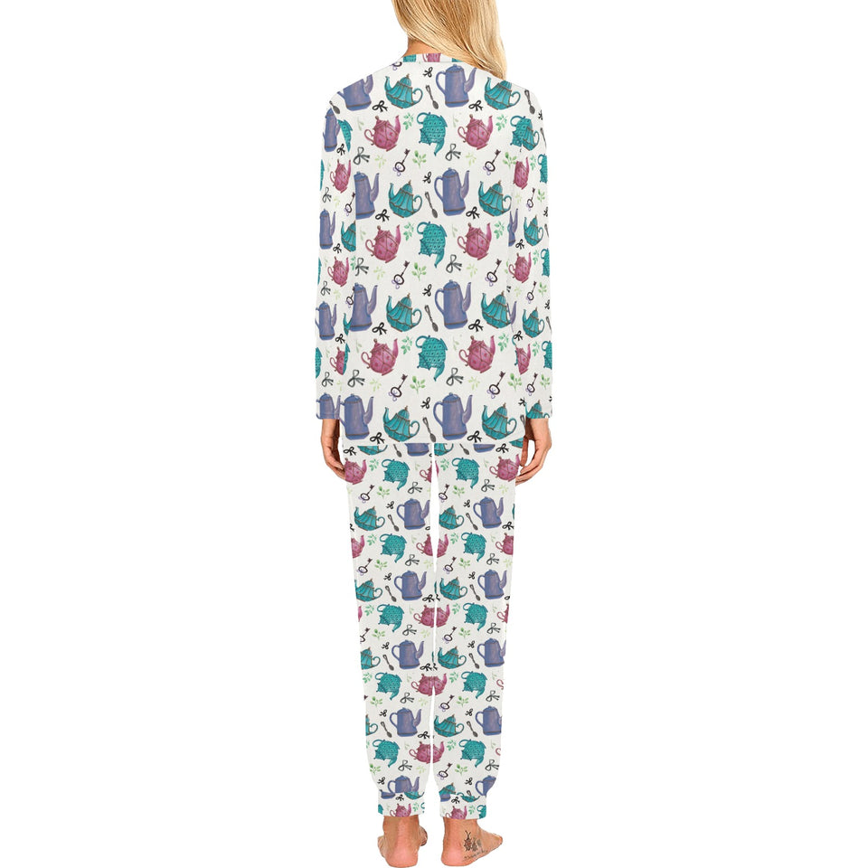 Tea pots Pattern Print Design 05 Women's All Over Print Pajama Set