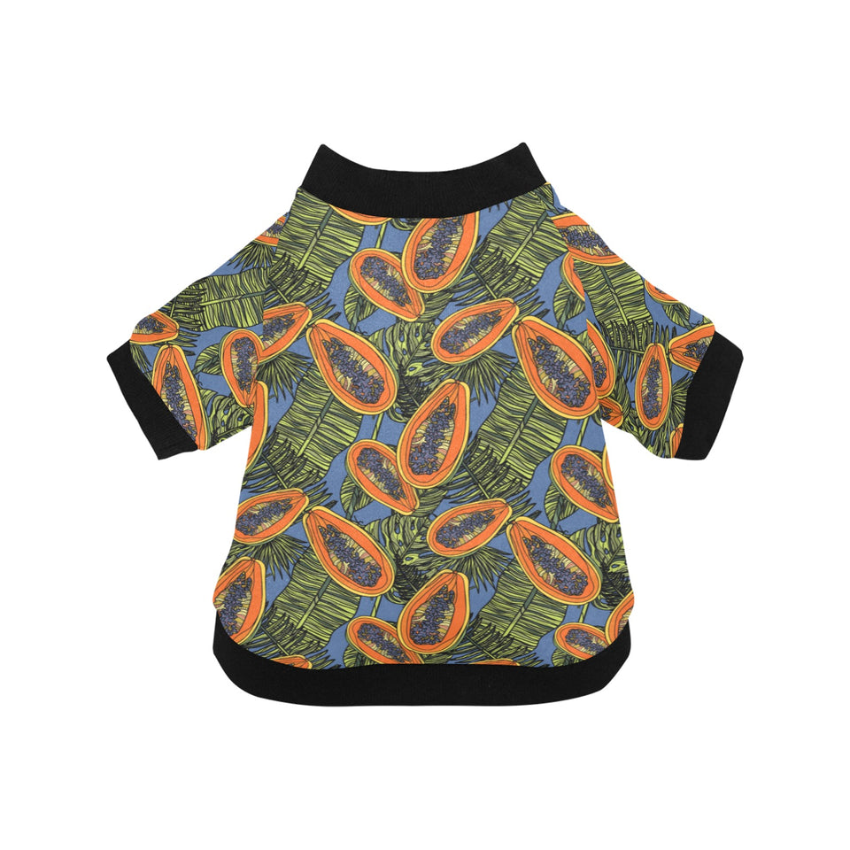 Colorful papaya tropical leaves All Over Print Pet Dog Round Neck Fuzzy Shirt