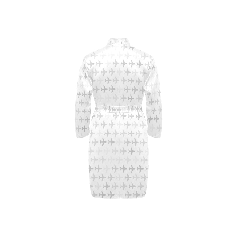 Airplane print pattern Men's Long Sleeve Belted Night Robe