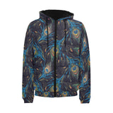 Beautiful peacock feather pattern Men's Padded Hooded Jacket
