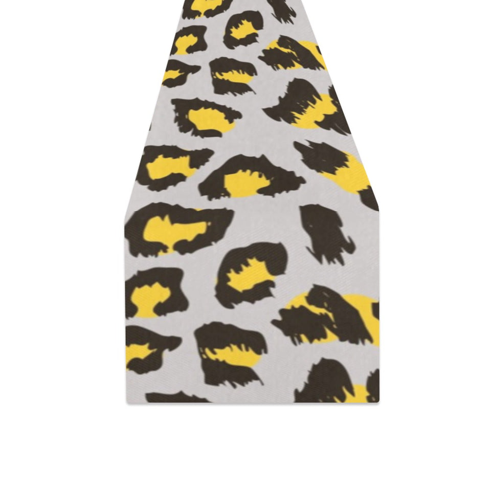 Gray Leopard print pattern Table Runner