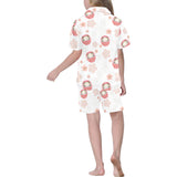 Daruma japanese wooden doll cherry blossom flower Kids' Boys' Girls' V-Neck Short Pajama Set