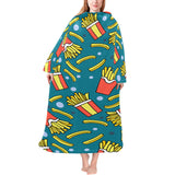 French fries red paper box pattern Blanket Robe with Sleeves