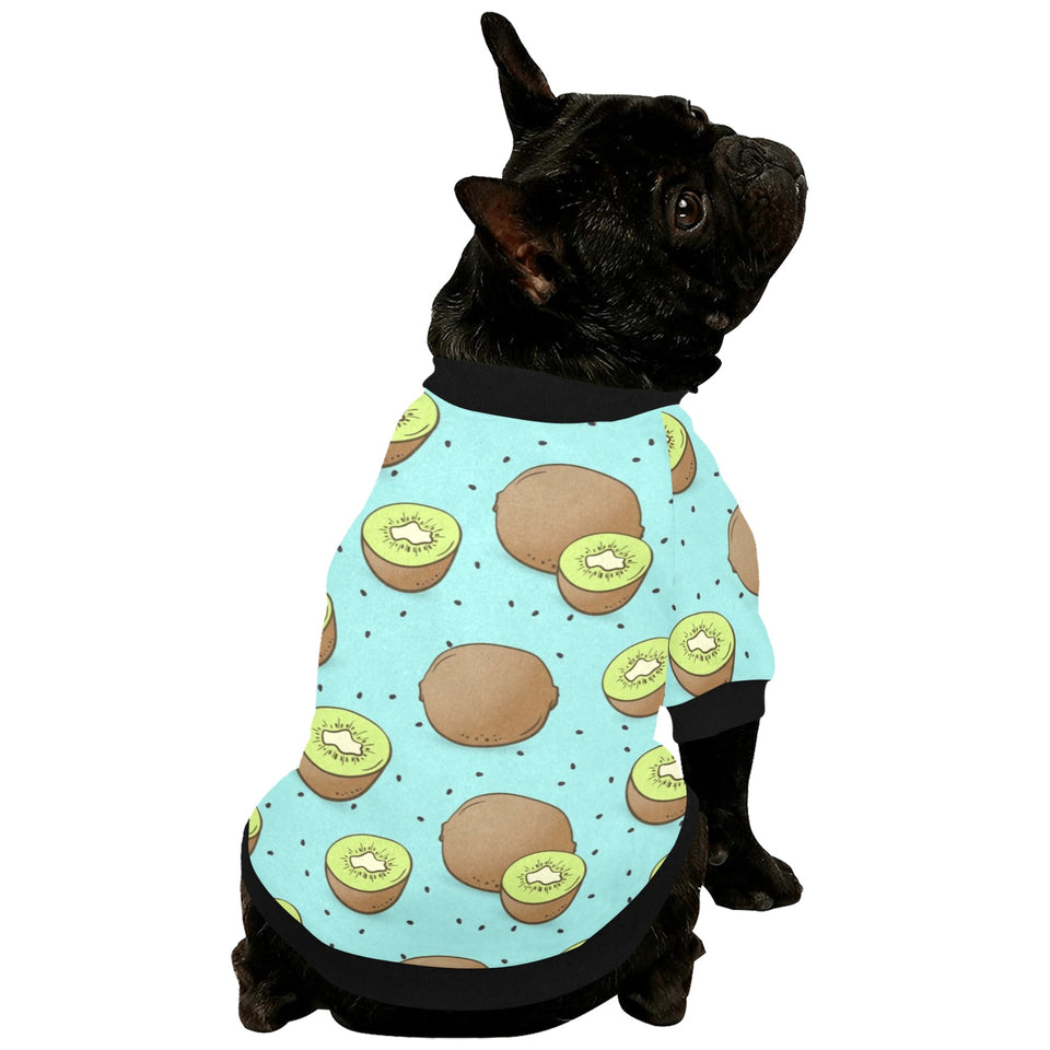 Kiwi blue background All Over Print Pet Dog Round Neck Fuzzy Shirt