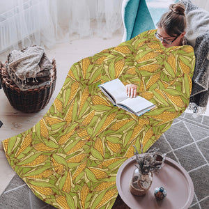 Corn Pattern Print Design 01 Blanket Robe with Sleeves