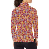 Gear Pattern Print Design 04 Women's Long Sleeve Polo Shirt