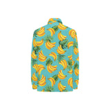 Banana Palm Leaves pattern background Women's Long Sleeve Polo Shirt