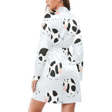 Cute cows pattern Women's Long Sleeve Belted Night Robe