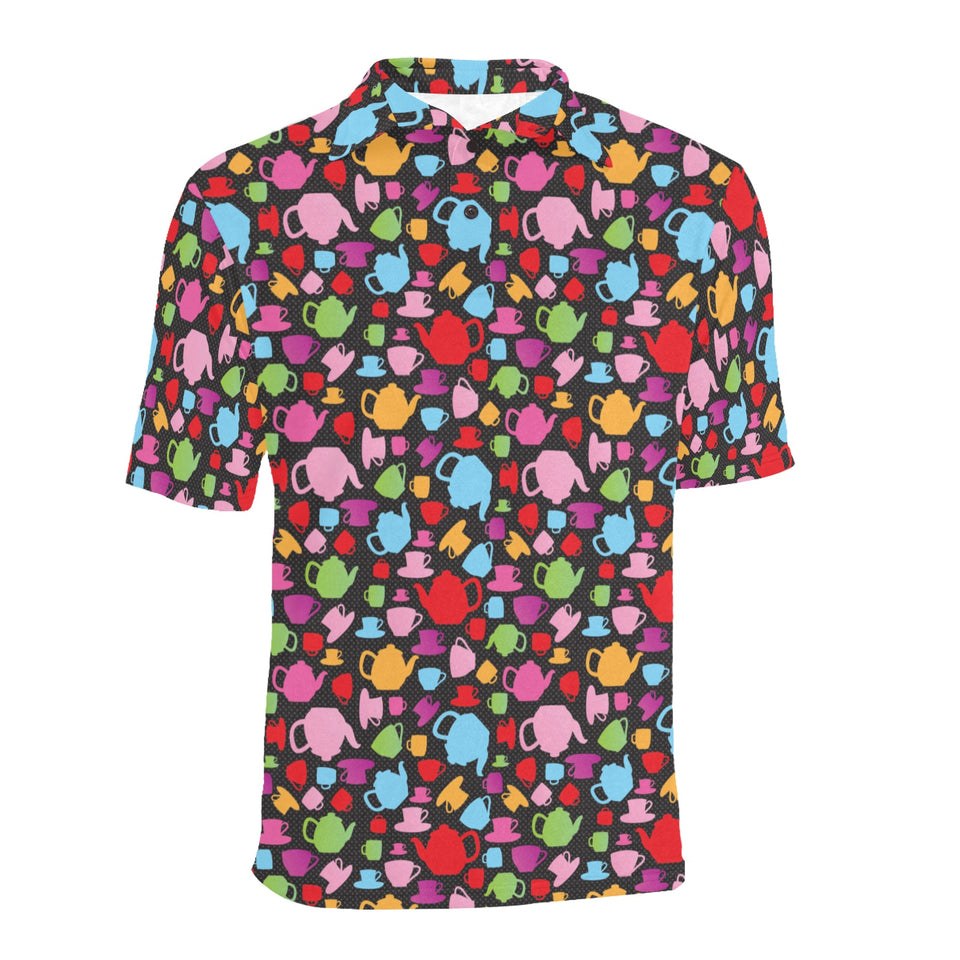 Tea pots Pattern Print Design 01 Men's All Over Print Polo Shirt