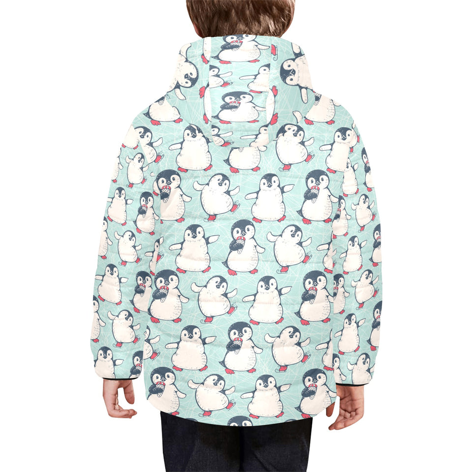 Cute Penguin pattern Kids' Boys' Girls' Padded Hooded Jacket