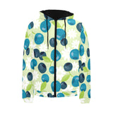 blueberry flower pattern Men's Padded Hooded Jacket
