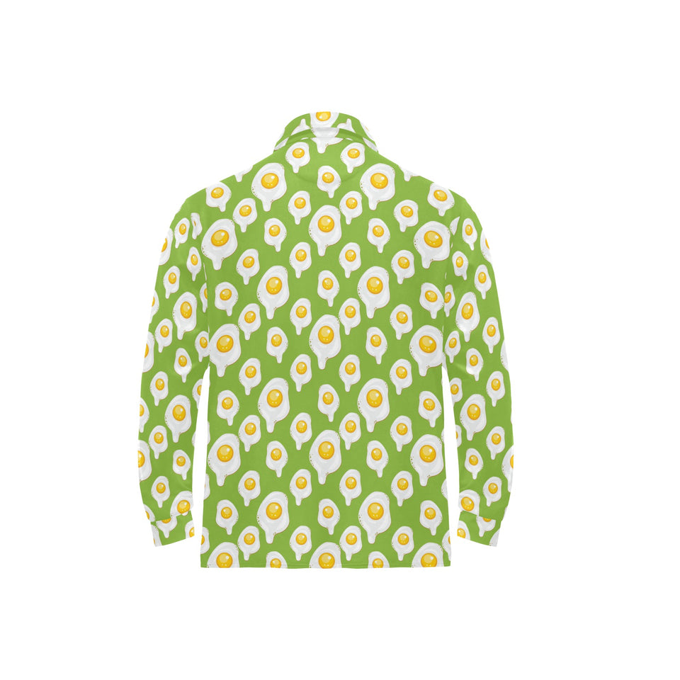 Fried Eggs Pattern Print Design 01 Men's Long Sleeve Polo Shirt