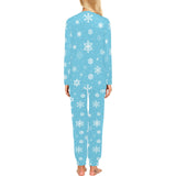 Snowflake pattern blue background Women's All Over Print Pajama Set