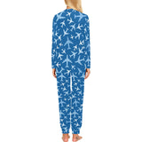 Airplane pattern in the sky Women's All Over Print Pajama Set