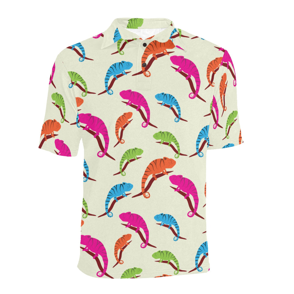 Colorful Chameleon lizard pattern Men's All Over Print Polo Shirt