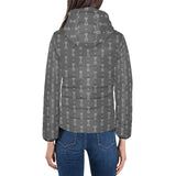 Engine Piston Black Background Pattern Design 02 Women's Padded Hooded Jacket