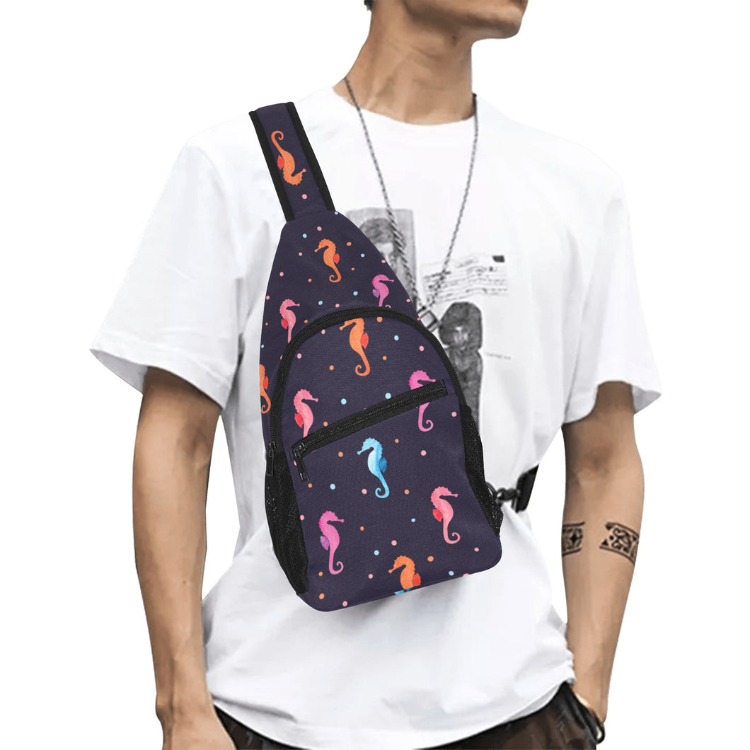 Watercolor colorful seahorse pattern All Over Print Chest Bag
