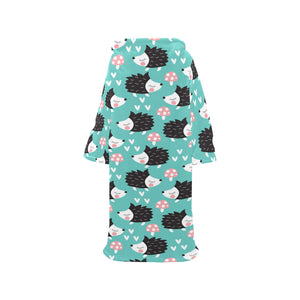 Hedgehog Pattern Print Design 03 Blanket Robe with Sleeves