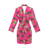 Alien Pattern Print Design 03 Women's Long Sleeve Belted Night Robe
