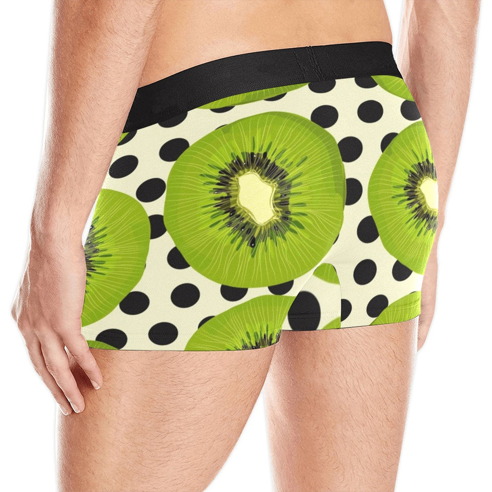 kiwi black dot background Men's All Over Print Boxer Briefs Men's Underwear