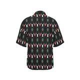Deer Christmas new year pattern argyle Women's All Over Print Hawaiian Shirt
