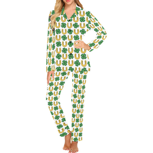 Horseshoes Pattern Print Design 04 Women's Long Pajama Set