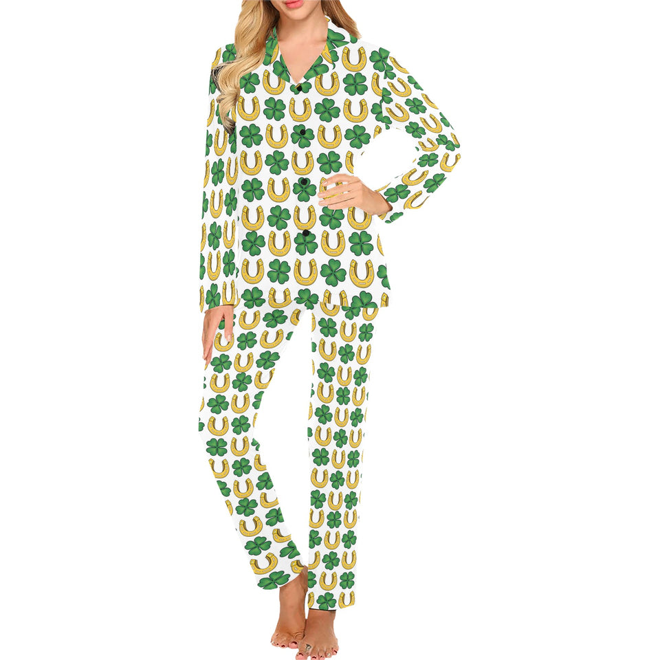 Horseshoes Pattern Print Design 04 Women's Long Pajama Set