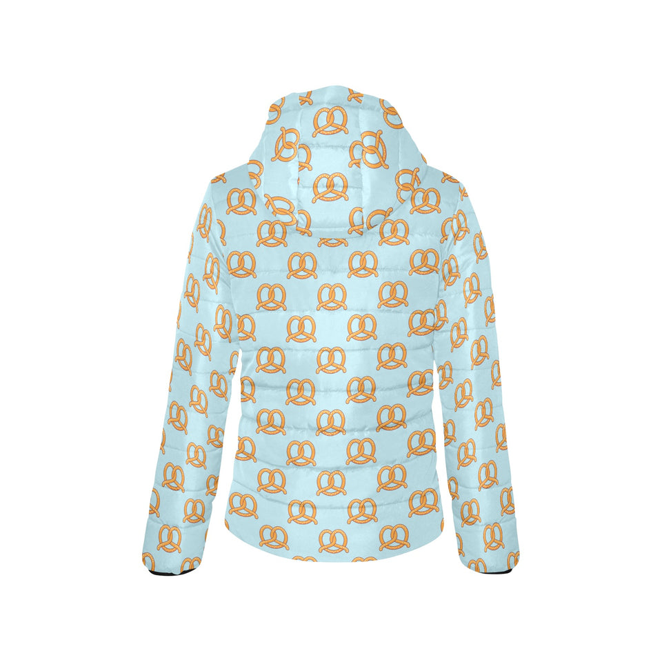 Pretzels Pattern Print Design 03 Women's Padded Hooded Jacket