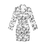 Greyhound Pattern Print Design 01 Women's Long Sleeve Belted Night Robe