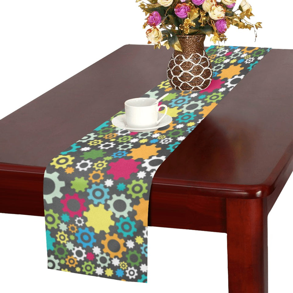Gear Pattern Print Design 03 Table Runner