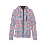 Blue Red Eiffel Tower Pattern Print Design 02 Women's Padded Hooded Jacket