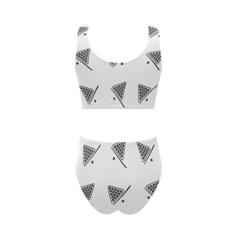 Billiard Ball Pattern Print Design 03 Chest Bowknot High Waisted Bikini Swimsuit