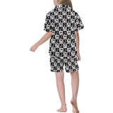 Music Notes Pattern Print Design 01 Kids' Boys' Girls' V-Neck Short Pajama Set