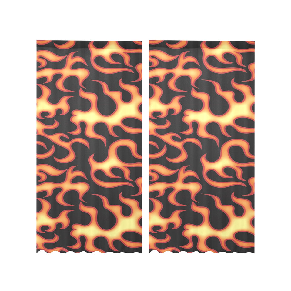 Fire flame dark pattern Gauze Curtain