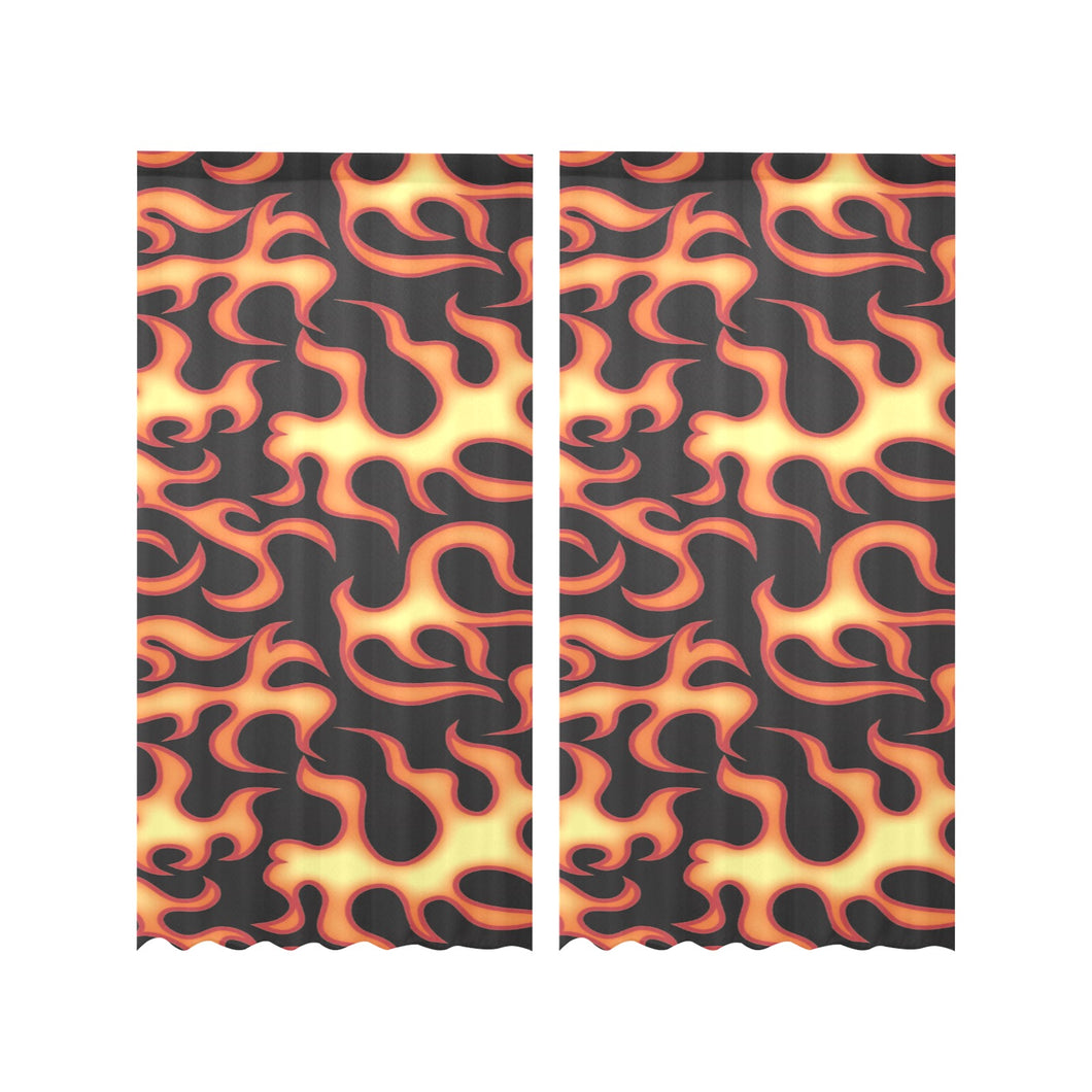 Fire flame dark pattern Gauze Curtain
