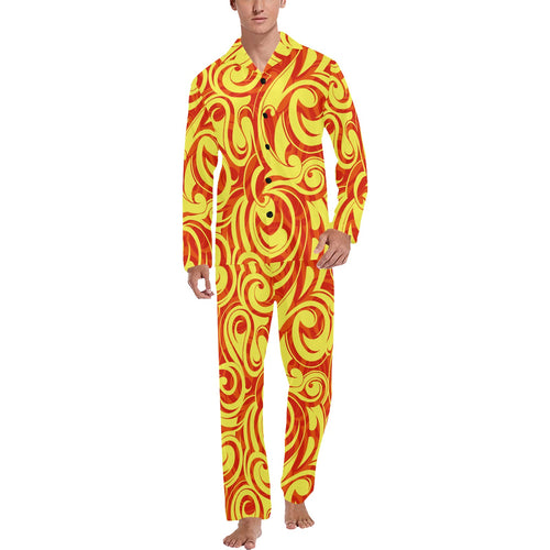 Fire flame design pattern Men's Long Pajama Set