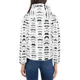 Mustache Beard Pattern Print Design 04 Women's Padded Hooded Jacket