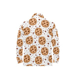 chocolate chip cookie pattern Men's Long Sleeve Polo Shirt