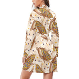 Corn Pattern Print Design 03 Women's Long Sleeve Belted Night Robe
