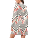 zigzag chevron striped pattern Women's Long Sleeve Belted Night Robe