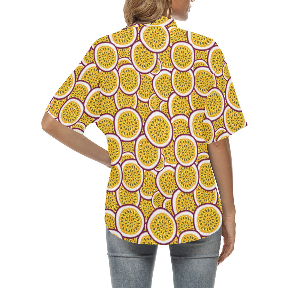 Passion fruits slice pattern Women's All Over Print Hawaiian Shirt