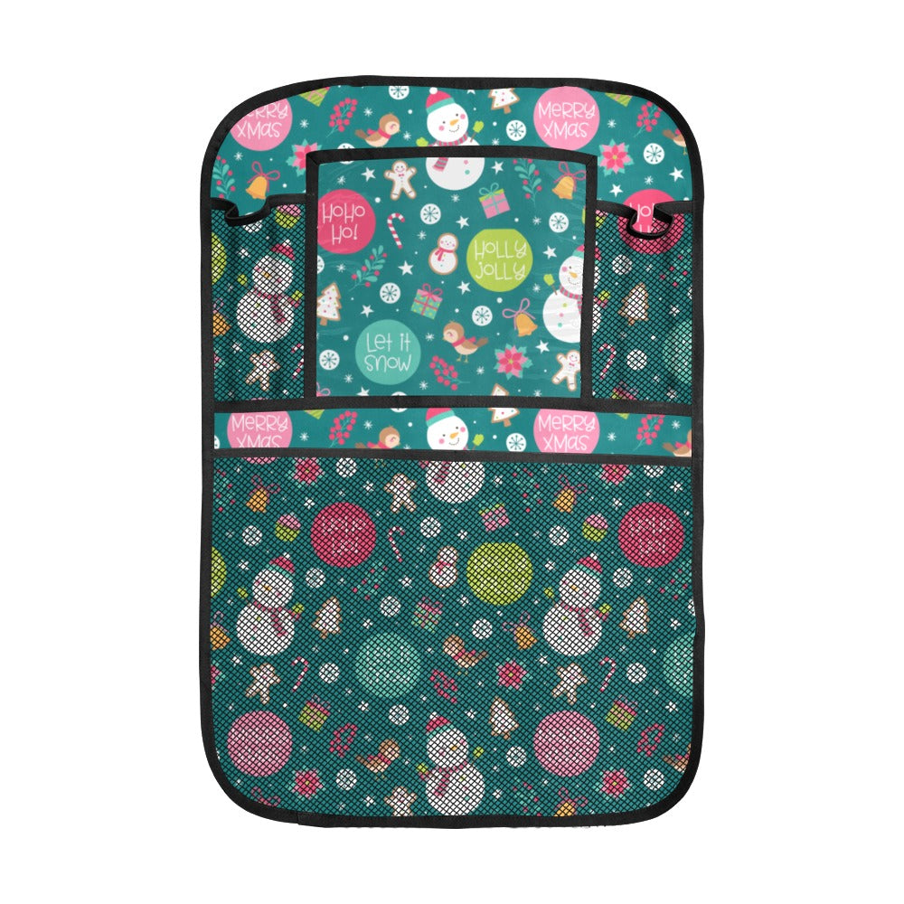 Snowman bird decorative elements christmas pattern Car Seat Back Organizer