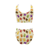 Bread Toast Pattern Print Design 02 Chest Bowknot High Waisted Bikini Swimsuit