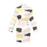 Whale dot pattern Women's Long Sleeve Belted Night Robe