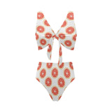 Grapefruit pattern Chest Bowknot High Waisted Bikini Swimsuit