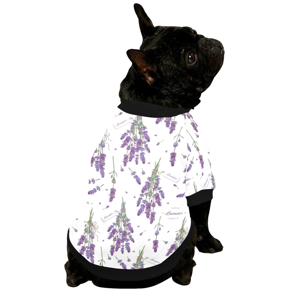 lavender flower design pattern All Over Print Pet Dog Round Neck Fuzzy Shirt